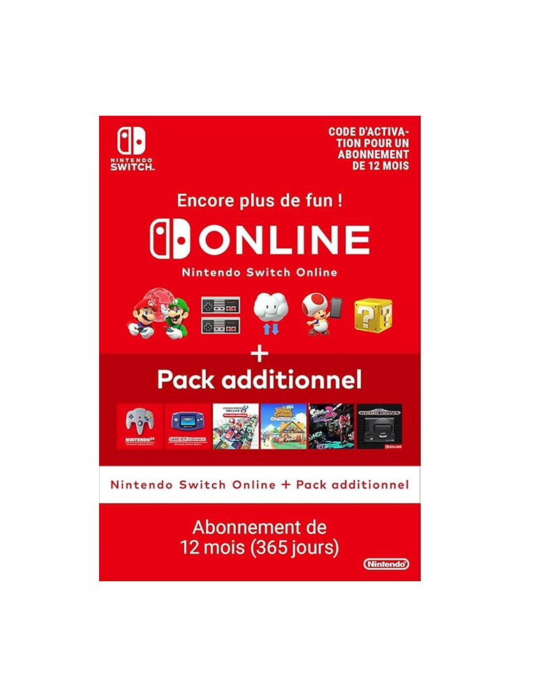 Abonnement Nintendo Switch Online + Pack additionnel - 12 Mois - FR