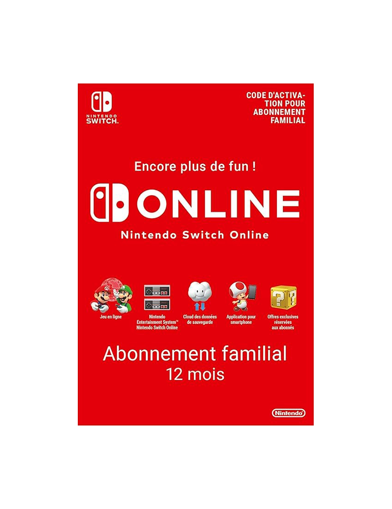 Abonnement familial Nintendo Switch Online - 12 Mois - FR