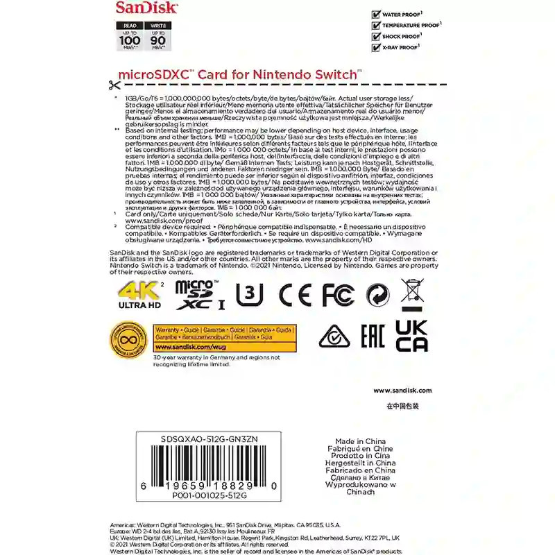 Carte Mémoire SanDisk 512 Gb - Accessoire Nintendo Switch en tunisie