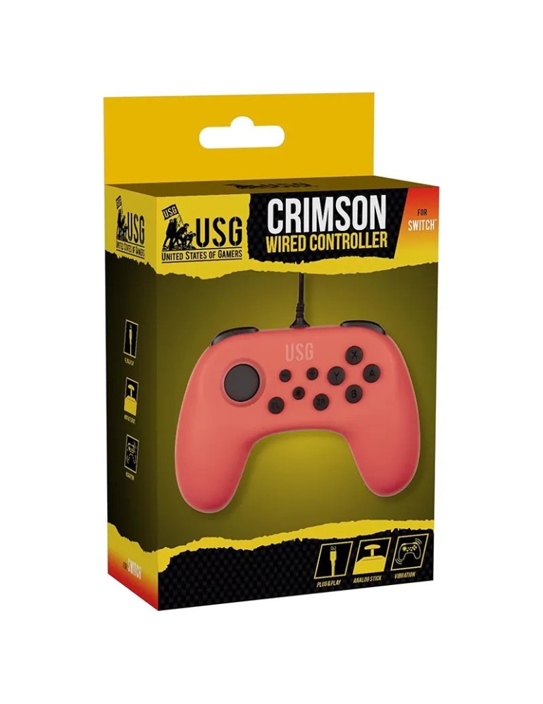 USG Crimson Manette Filaire Pour Nintendo Switch bas prix