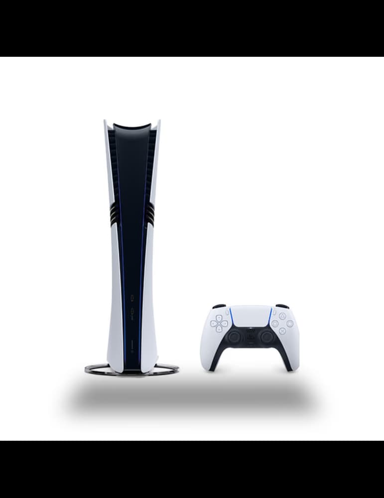 Pack console Sony PS5 Pro blanche sans lecteur disque avec deux manettes DualSense