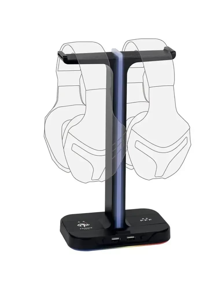 Support casque rétroéclairé Konix Edition FFF noir avec hub USB intégré
