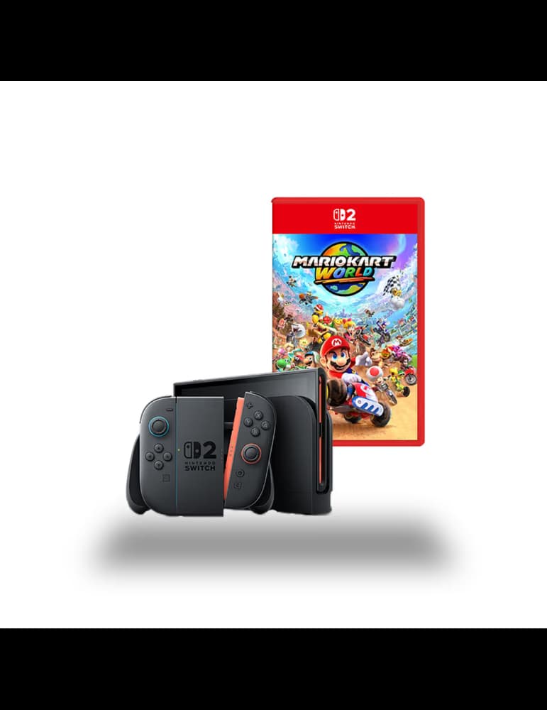 Pack Nintendo Switch 2 avec jeu Mario Kart World, manettes Joy-Con 2 noires