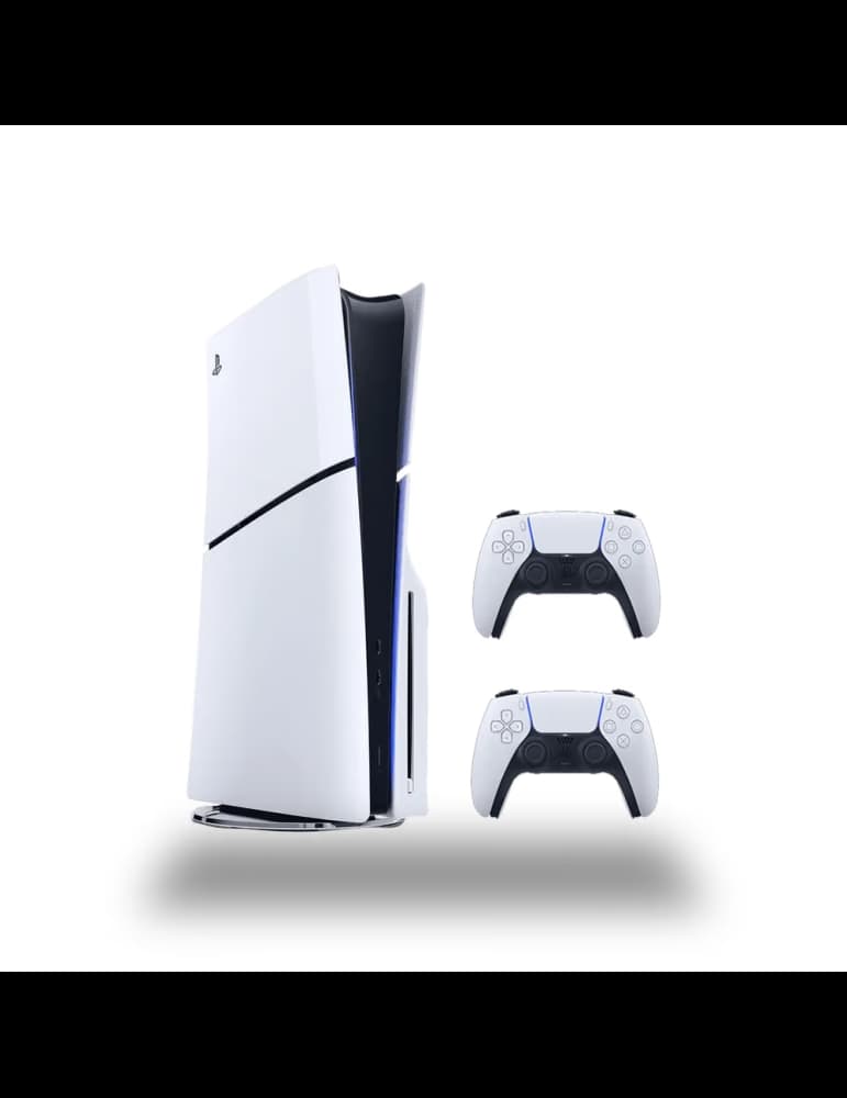 Console Sony PlayStation 5 Slim Edition Standard avec lecteur Blu-ray et deux manettes DualSense blanches