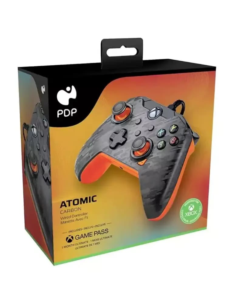 Manette filaire PDP Atomic Carbon pour Xbox Series X|S et PC, noir carbone